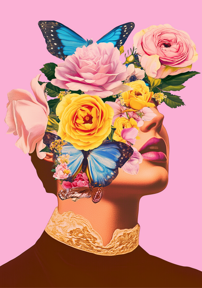 Floral Butterfly Portrait Poster