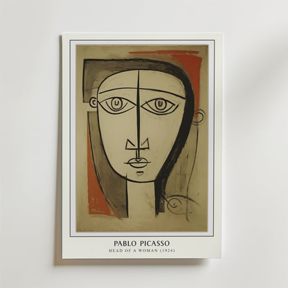 Picasso Neutral Toned Face Poster från Bozetto har ett stiliserat kvinnoansikte i svarta linjer och geometriska former i neutrala toner - perfekt som en minimalistisk poster för moderna interiörer.