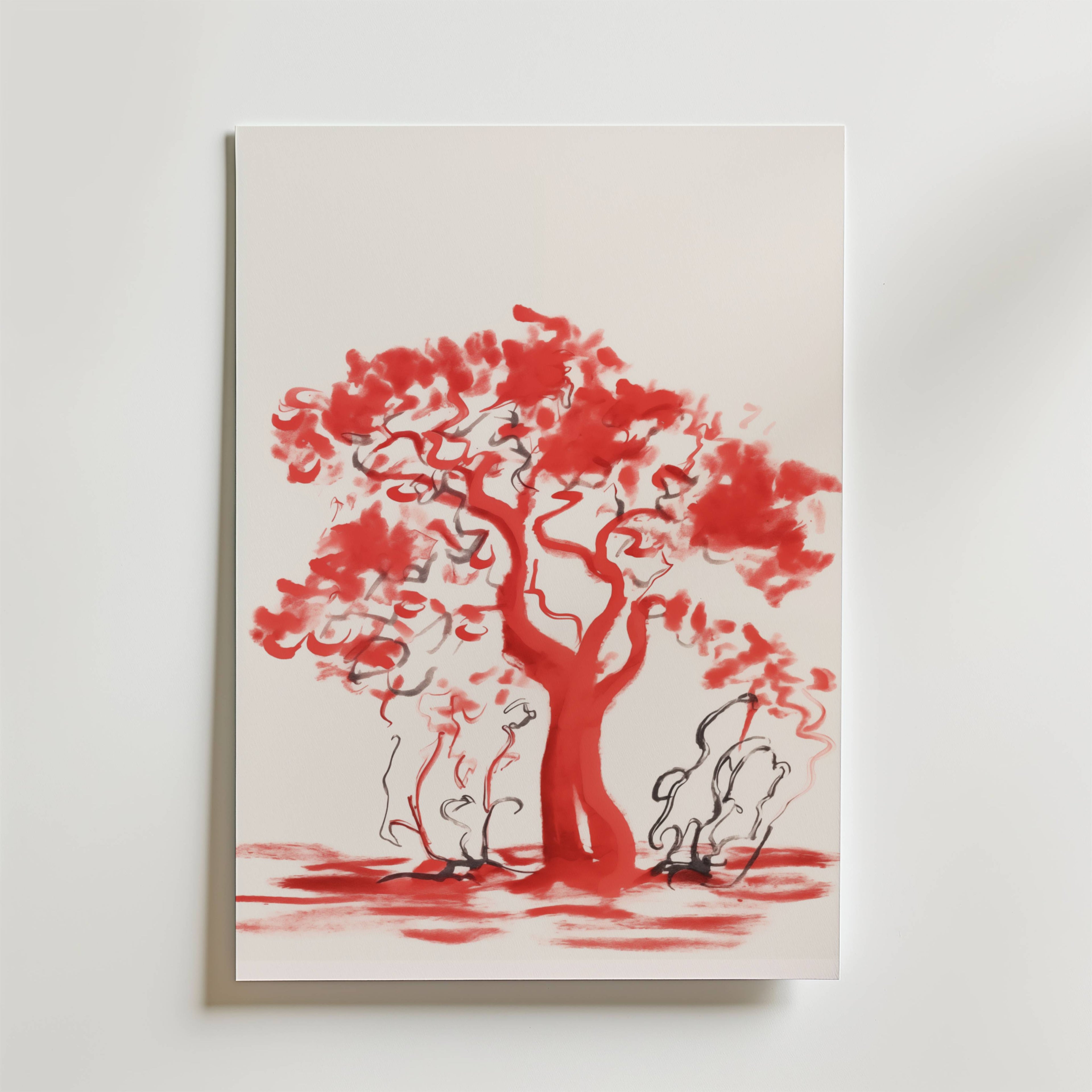 Red Harmony Tree Poster