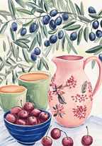 Watercolor Fruit And Olive Poster