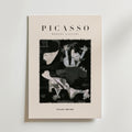 En minimalistisk svartvit Picasso Emotional Cubism Poster by Bozetto, med "Picasso Modern Gallery" upptill och "Artwork Collection" nedtill, mot en ljus bakgrund i abstrakt stil.