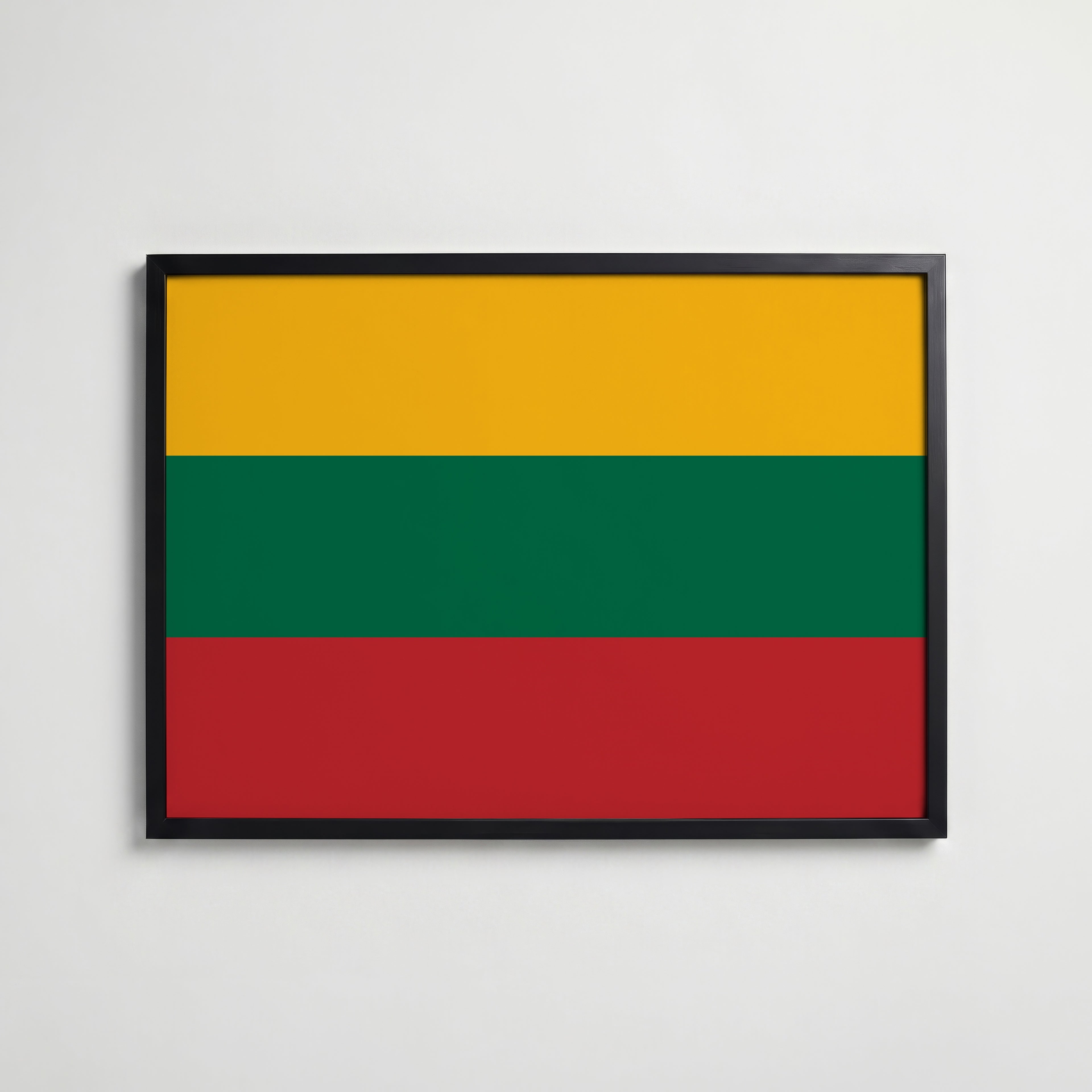 Lithuania National Flag Poster i svart ram – stilren konsttryck som väggdekor från Bozetto