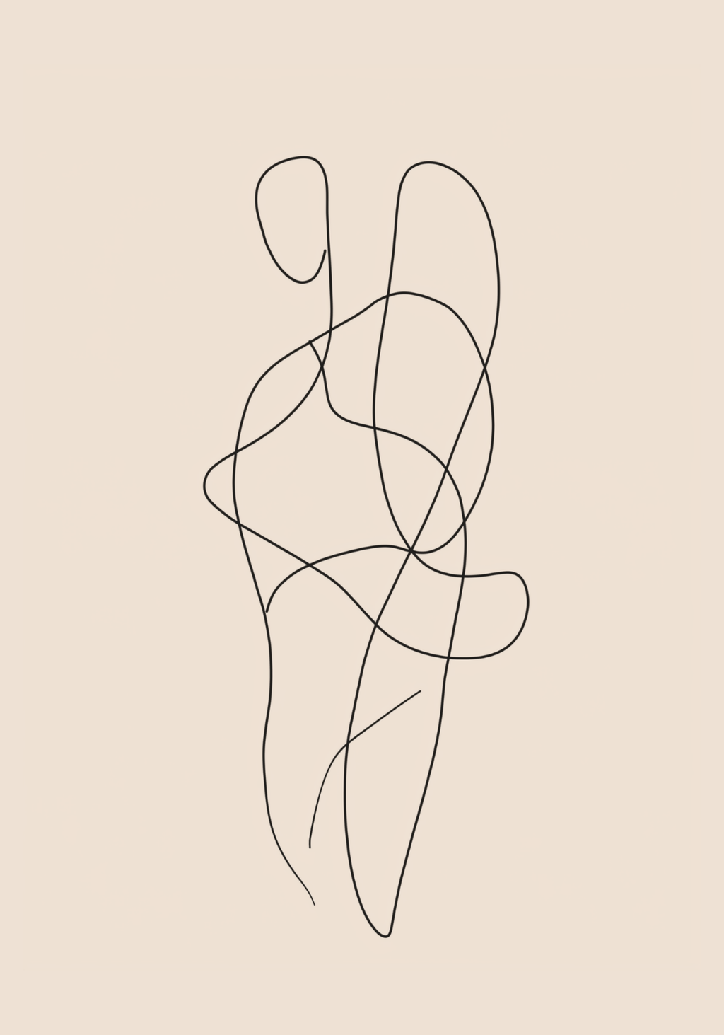 Entwined Bodies Line Art Poster