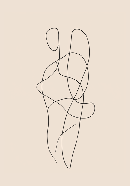 Entwined Bodies Line Art Poster