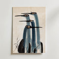 Ink Cranes Poster, japanskt tranmotiv i tusch som canvastavla, väggkonst från Bozetto