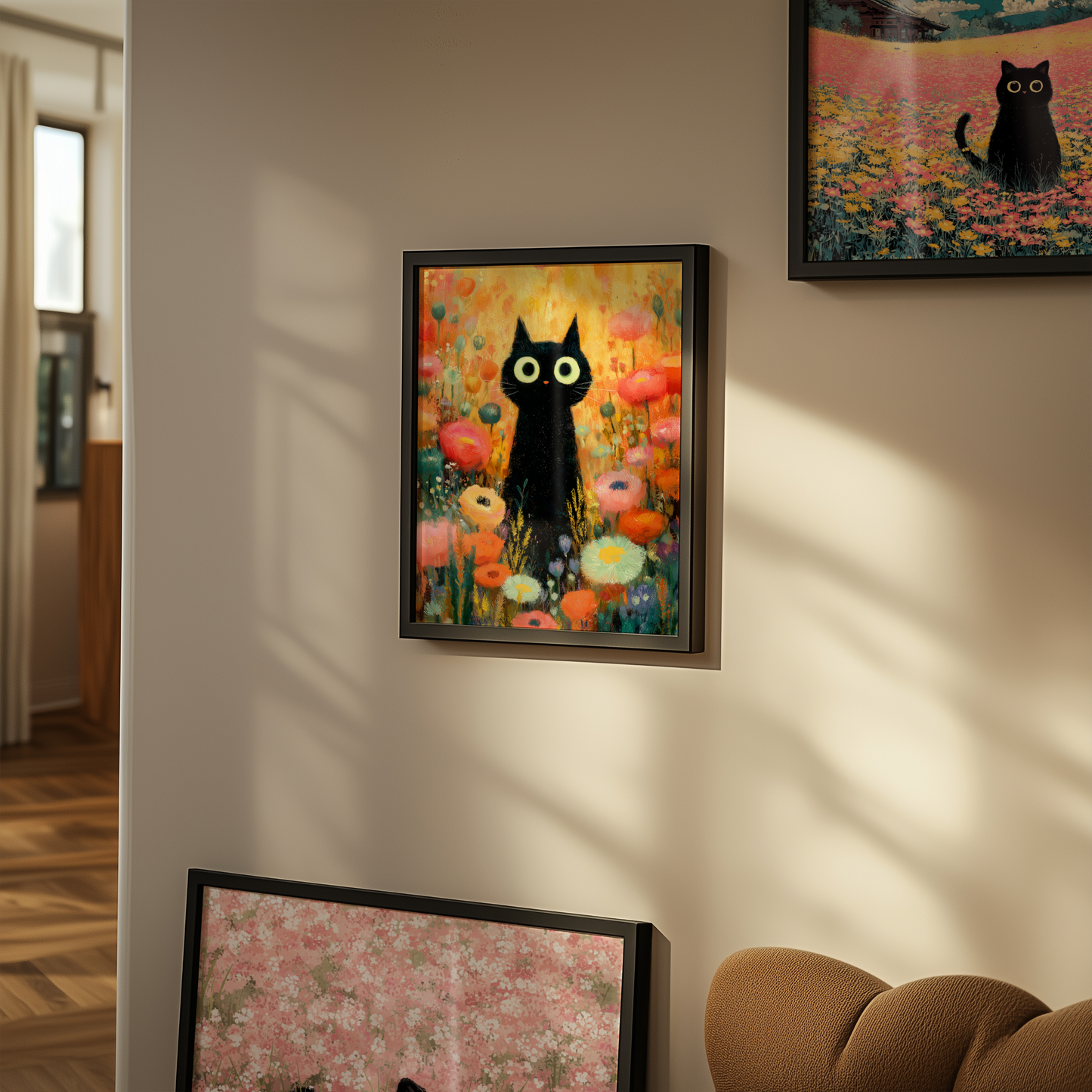 Midnight Bloom Cat Poster