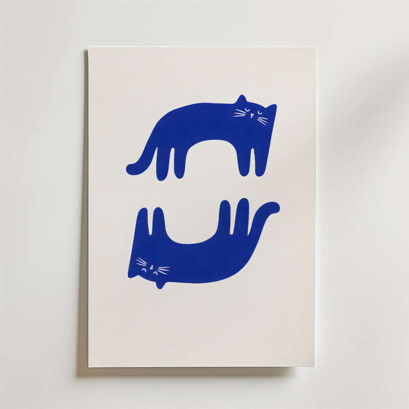 Blue Balance Cat Poster