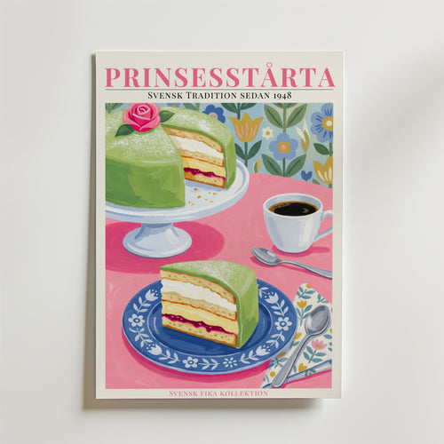 Prinsesstårta Poster – En färgstark och nostalgisk poster som hyllar en av Sveriges mest klassiska bakelser –