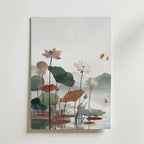 Misty Lotus Lake Poster