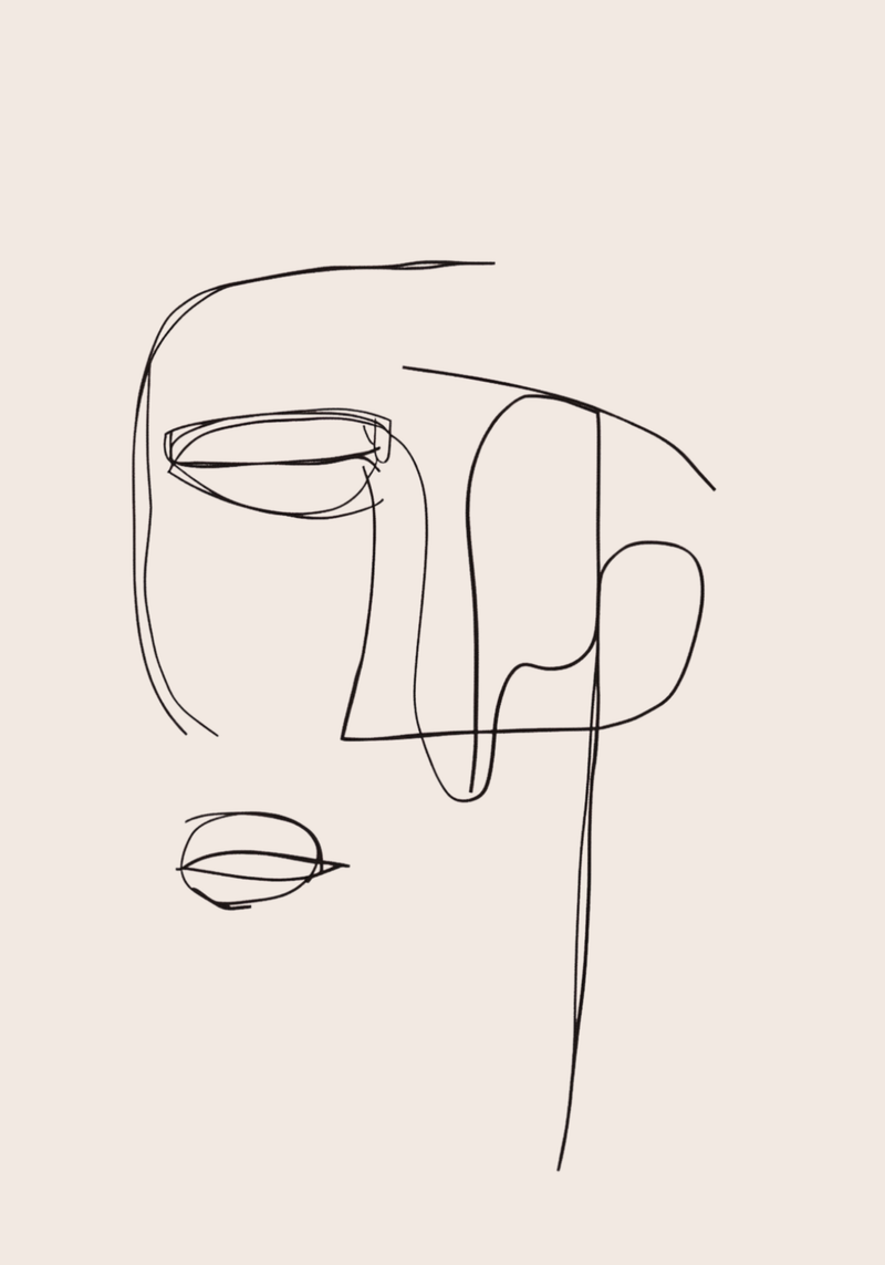Abstract One Line Face Poster