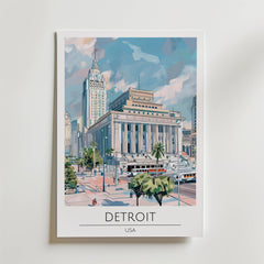 Detroit City Landmark Poster