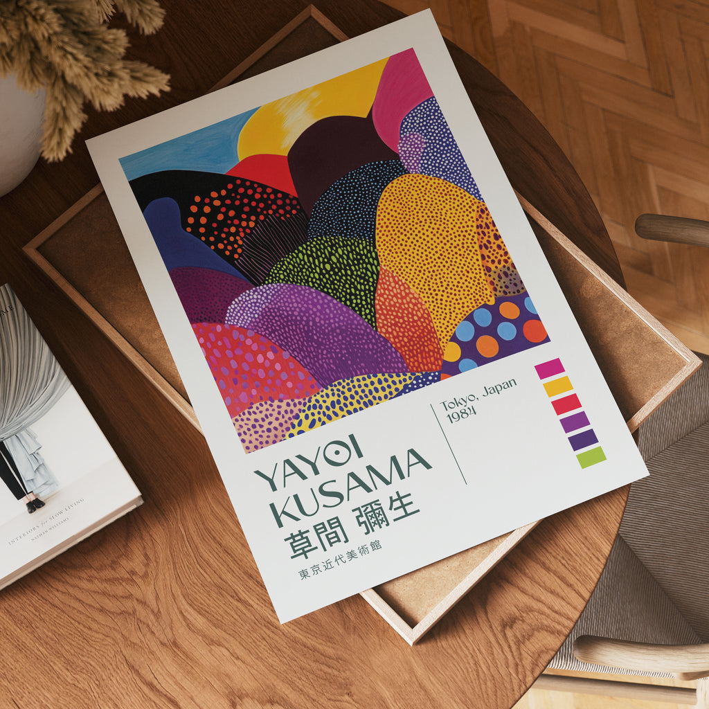 Yayoi Kusama Vibrant Patterned Hills Poster