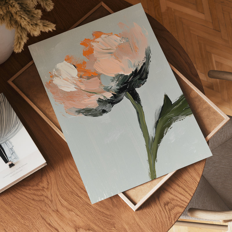 Abstract floral Peach and White Blossoms Poster