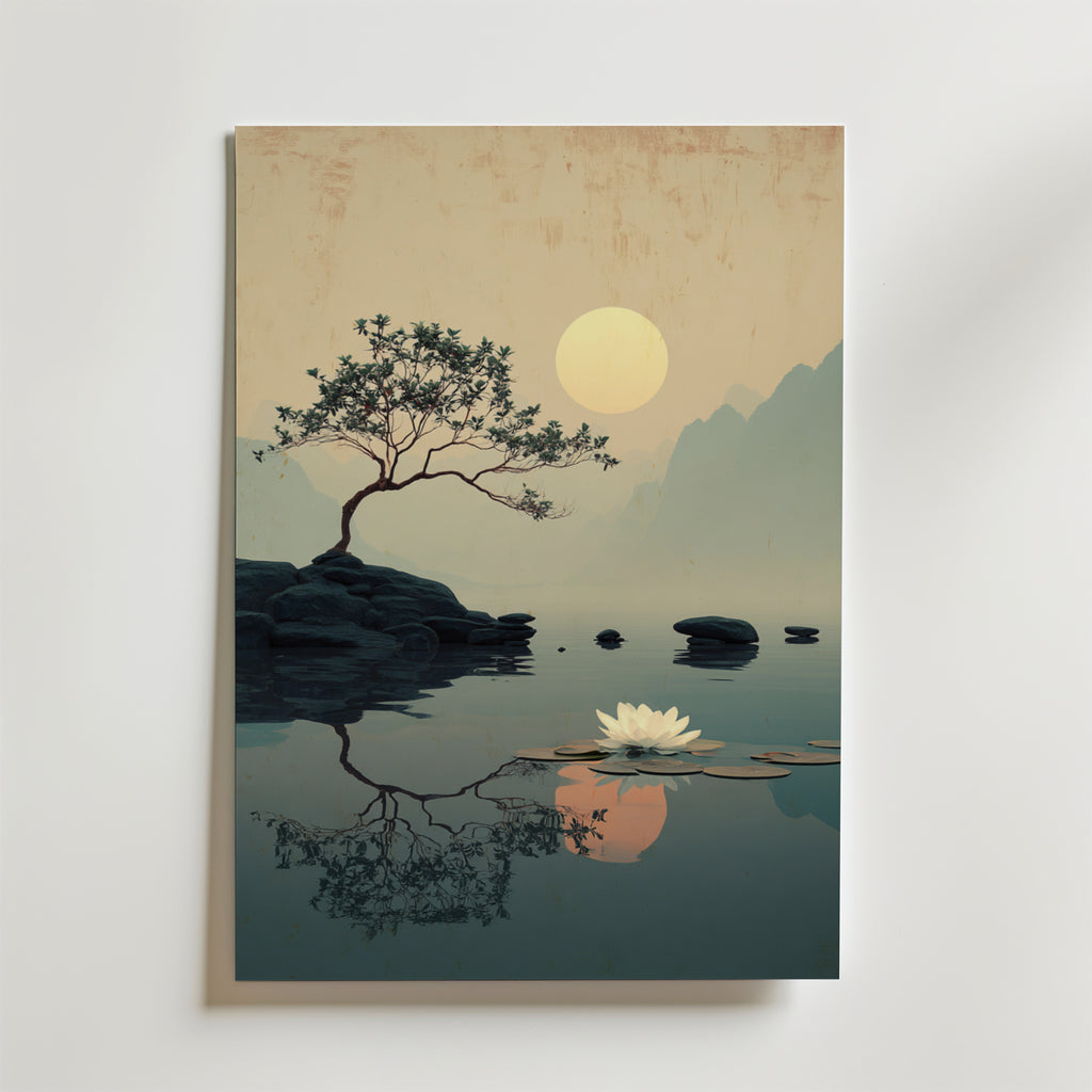 Golden Stillness Lake Poster