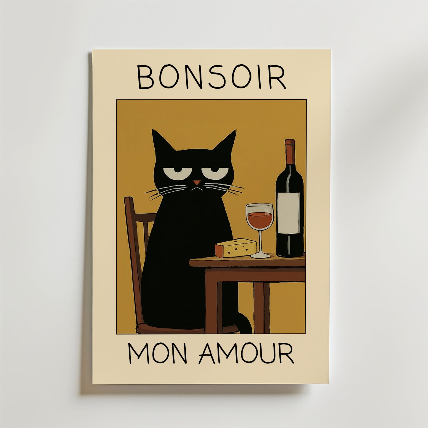 Midnight Wine Cat Poster