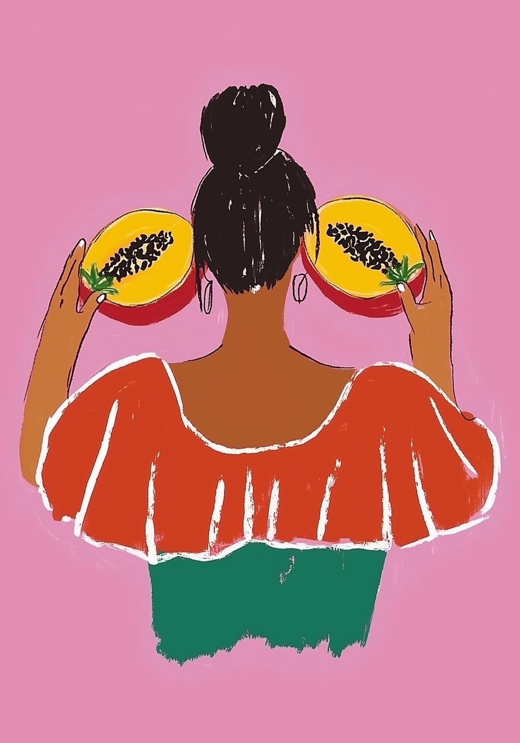 Tropical Papaya Girl Poster