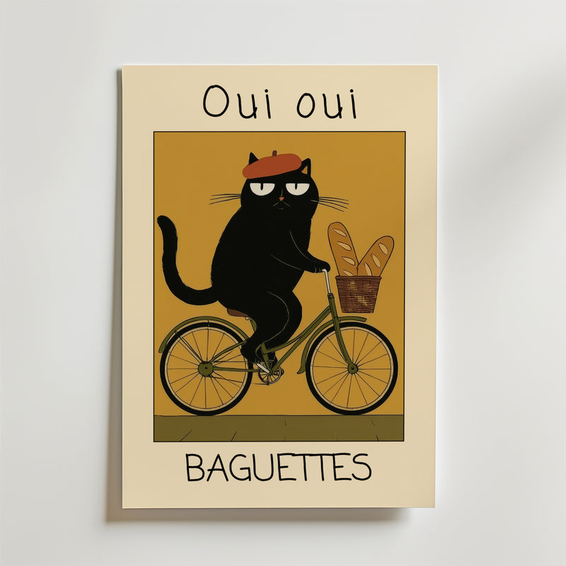 French Baguette Cat Poster