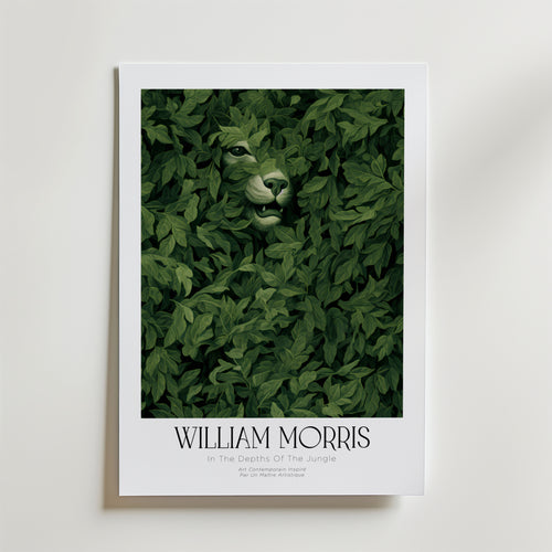 William Morris Hidden Lion – stilfullt konsttryck från Bozetto, tryckt på matt finpapper