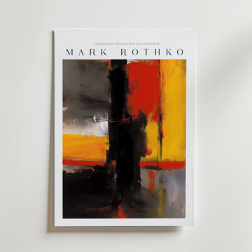 Postern Red Over Rust Mark Rothko från Bozetto har djärva abstrakta block i rött, gult, svart och grått. Tryckt på FSC-certifierat premiumpapper för en lyxigt matt yta. Text överst: 