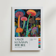 Yayoi Kusama Psychedelic Mushroom Garden Poster