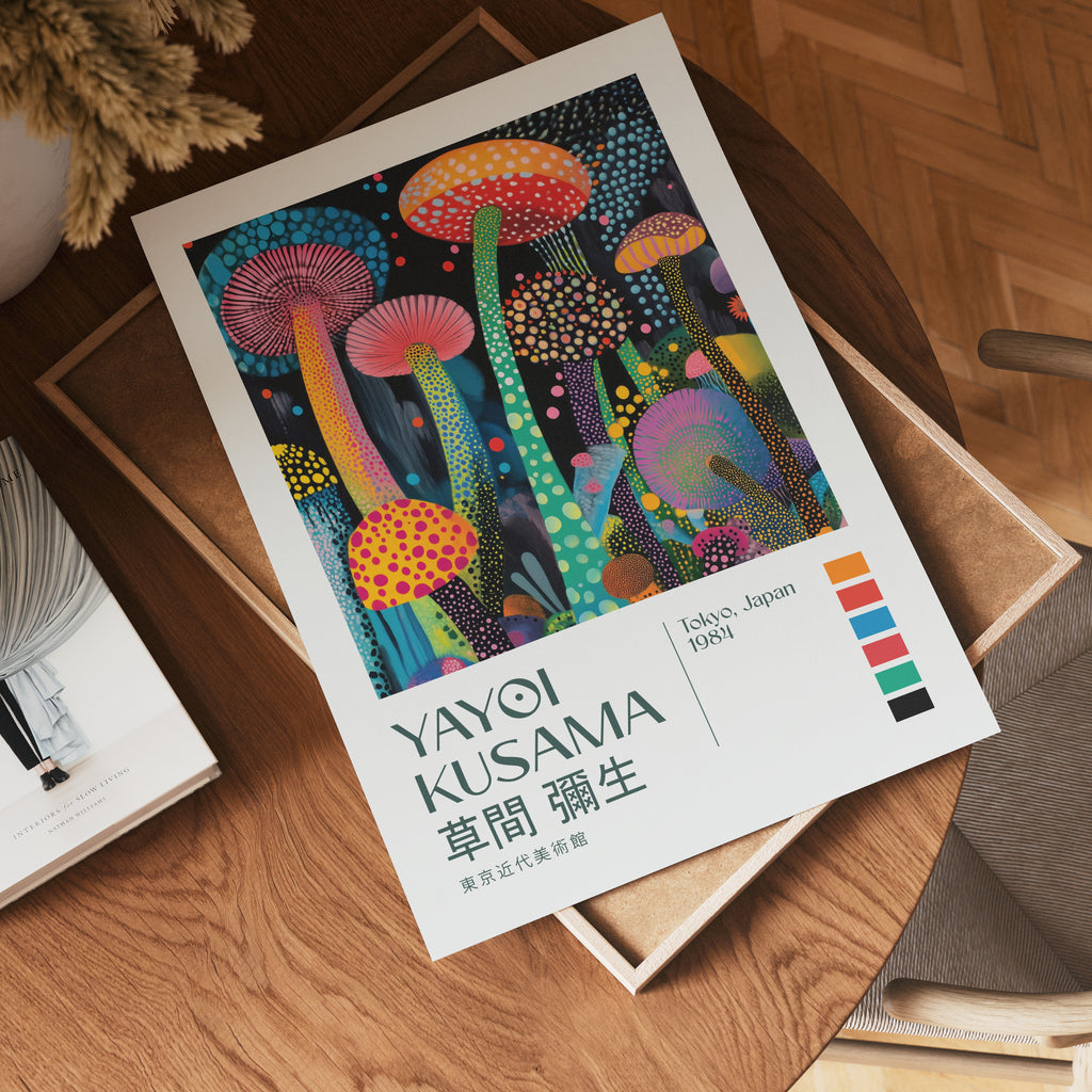 Yayoi Kusama Psychedelic Mushroom Garden Poster