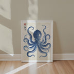Indigo Octopus Poster – poster väggdekoration inredning – Affischer hos Bozetto