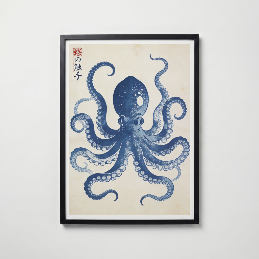 Indigo Octopus Poster – köp affisch till hemmet – Bozetto väggdekoration