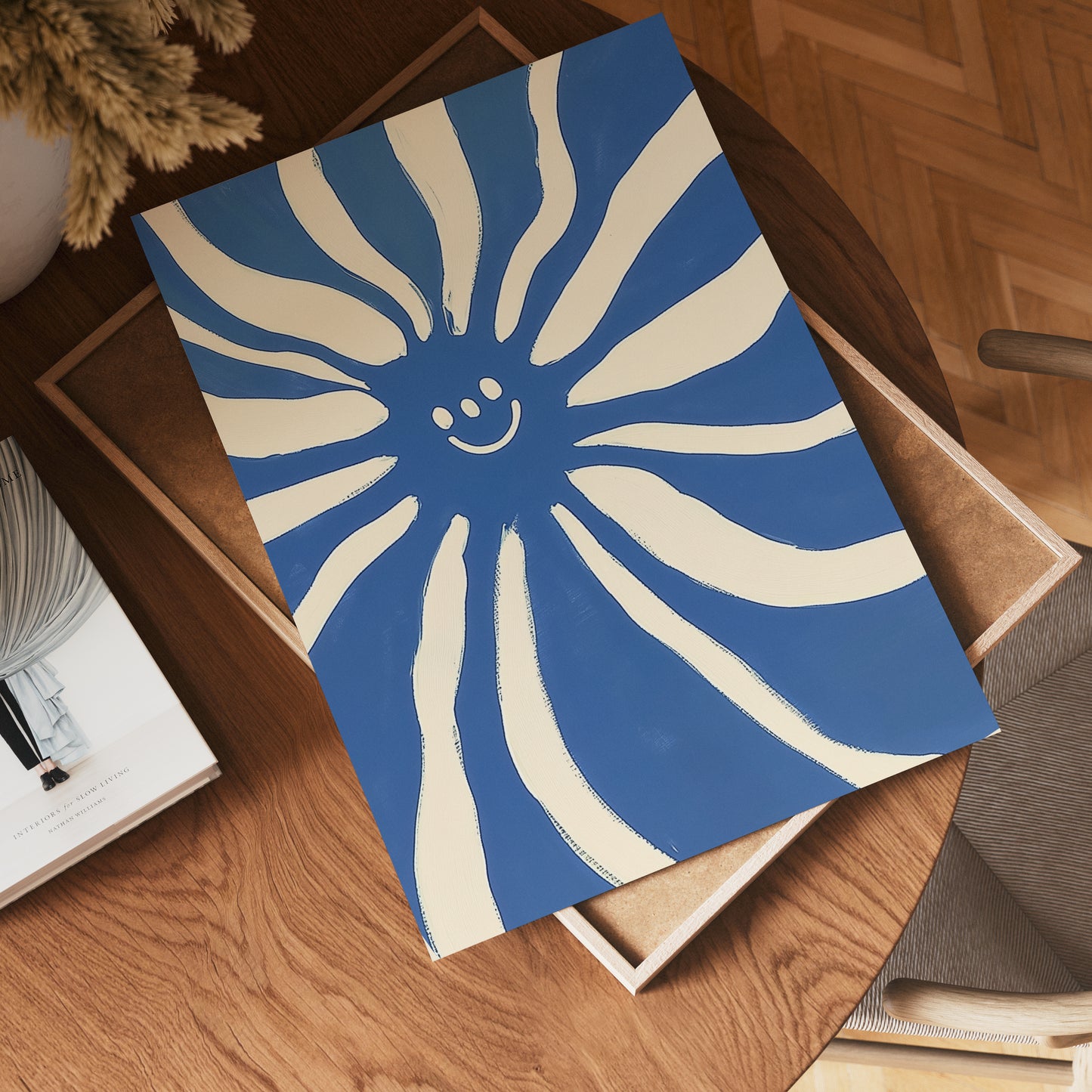 Abstract blue and white sun Poster