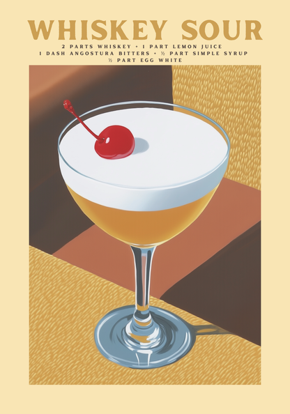 Whiskey Sour Cocktail Poster