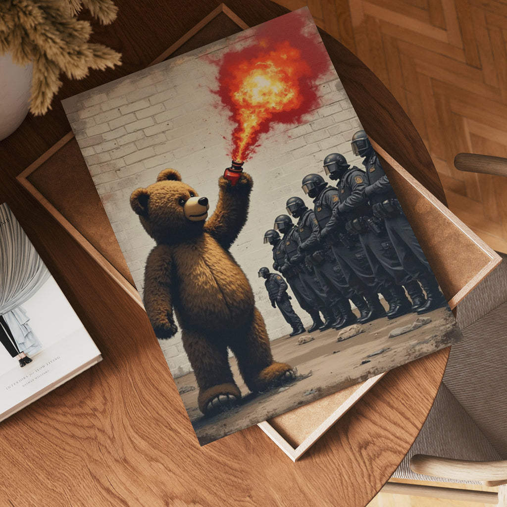 Teddy Bear Flamethrower Poster