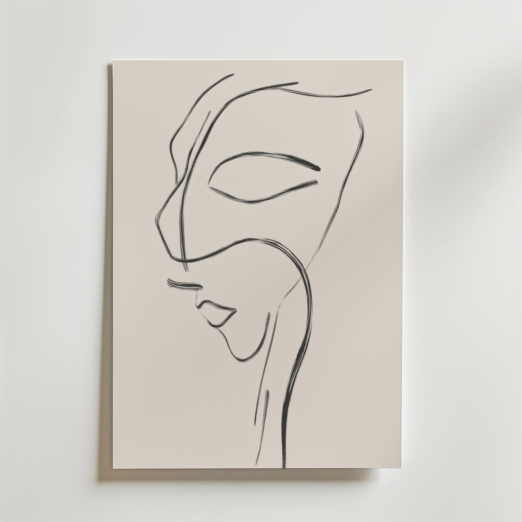 Förhöj ditt rum med Elegant Line Art Face Poster från Bozetto. Med en kvinnas profil i enkla svarta linjer på premiumpapper ger detta minimalistiska konstverk en raffinerad, modern touch till alla heminredning.