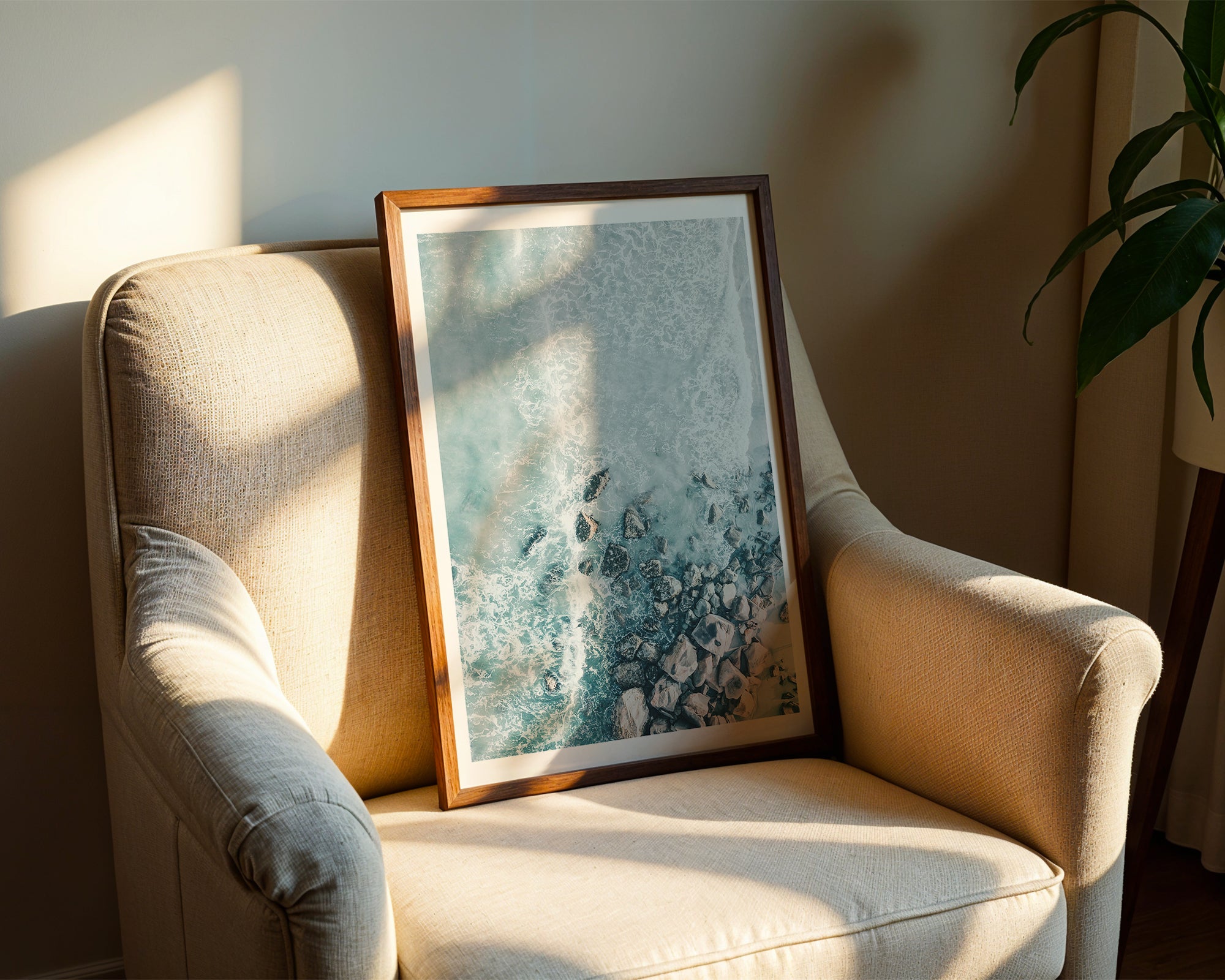 Aerial Ocean Rocks Poster