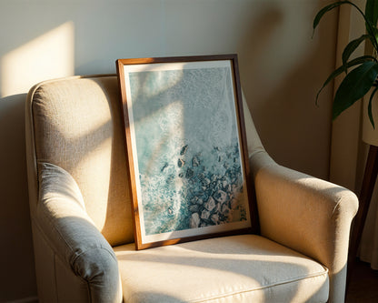 Aerial Ocean Rocks Poster