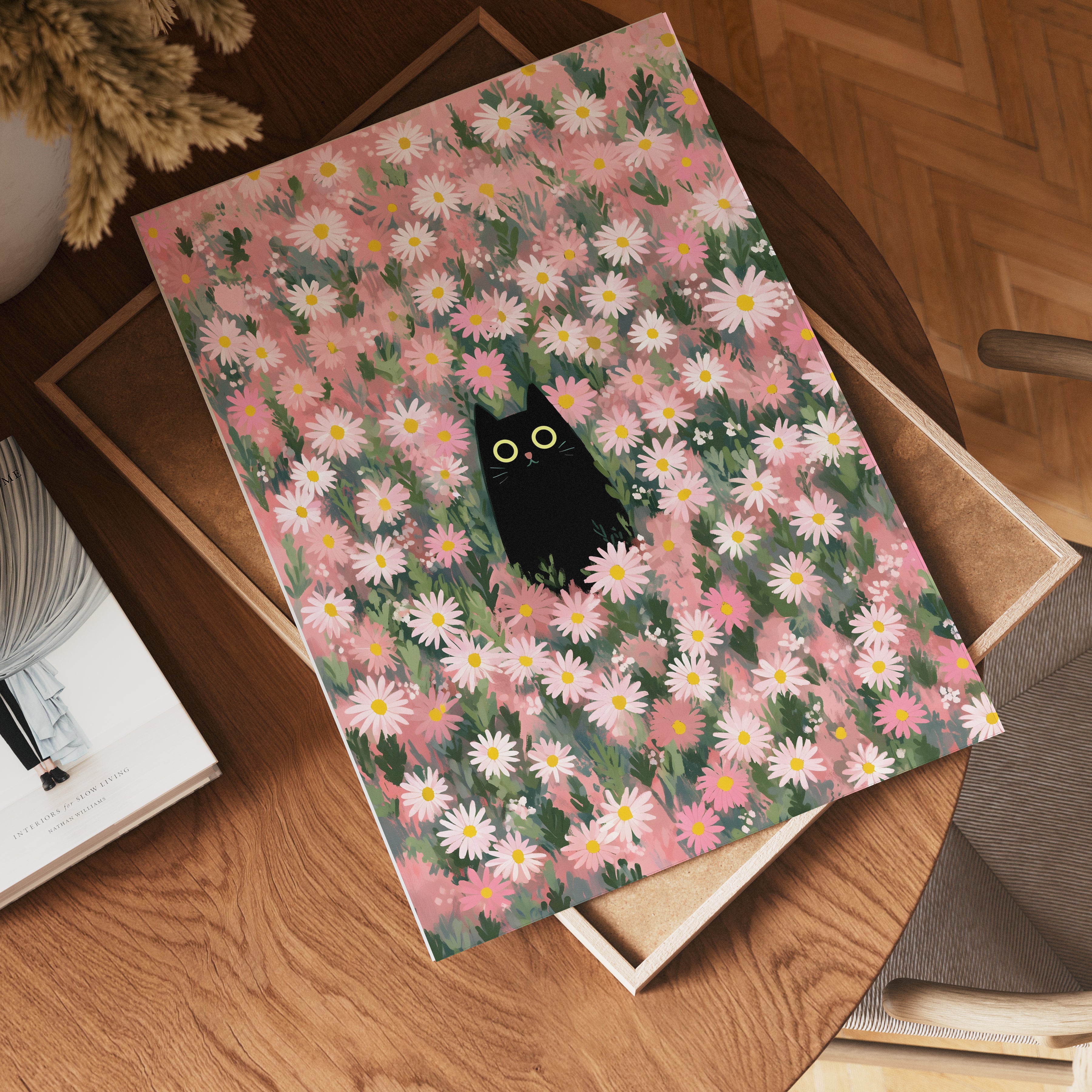 Hidden Cat in Daisy Meadow Poster