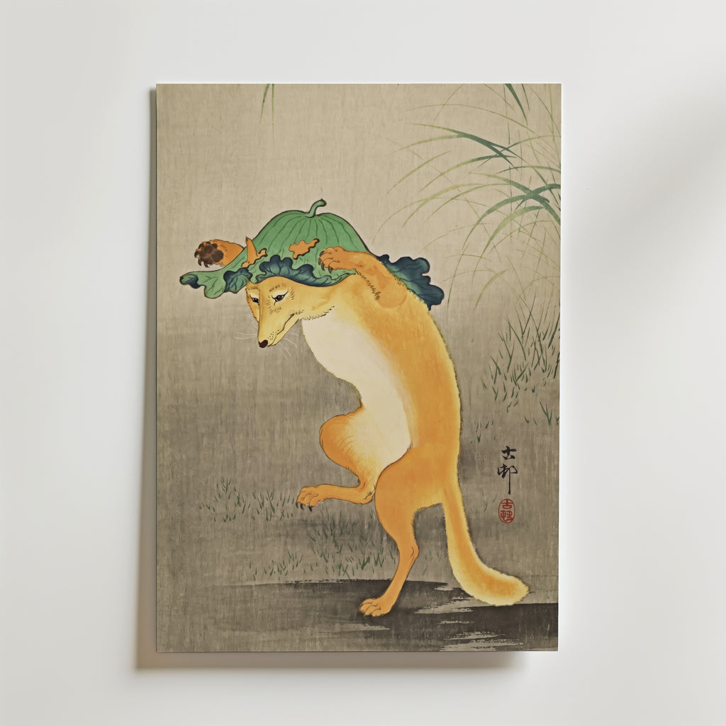 Dancing Fox Ohara Koson Poster affisch – poster till väggdekoration – köp online hos Bozetto