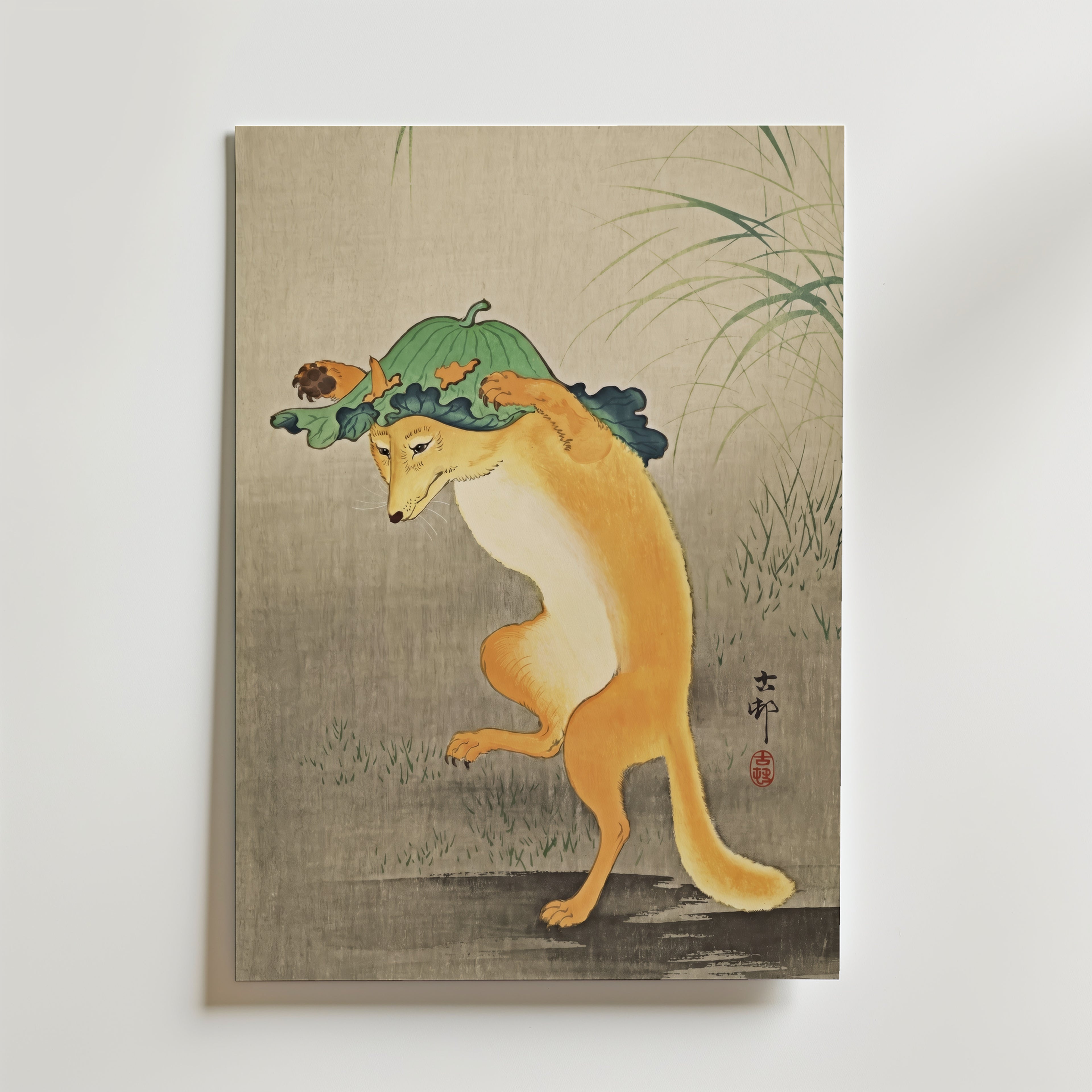 Dancing Fox Ohara Koson Poster affisch – poster till väggdekoration – köp online hos Bozetto