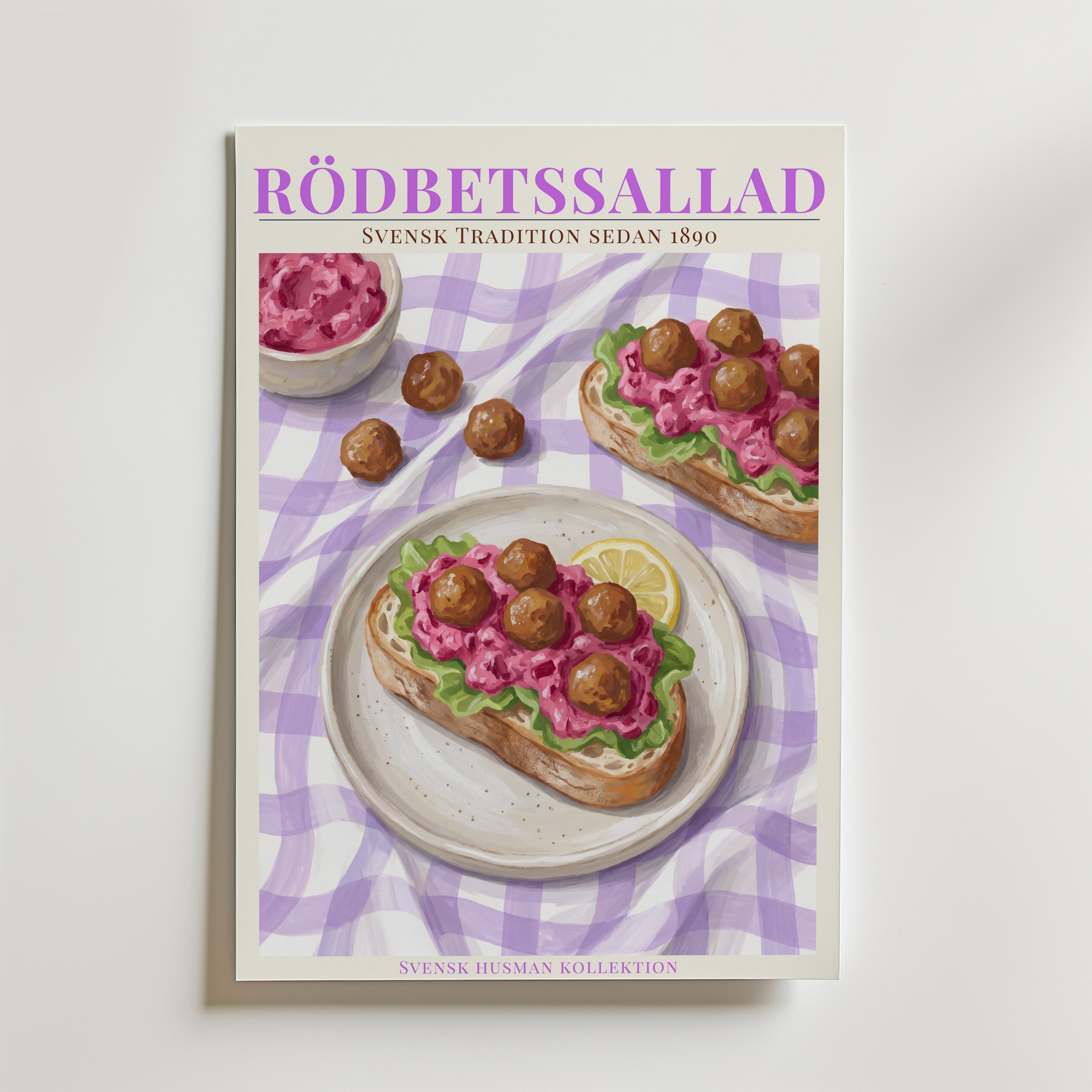 Rödbetssallad affisch inramad i neutral ram – se hur konsttrycket ser ut, Bozetto