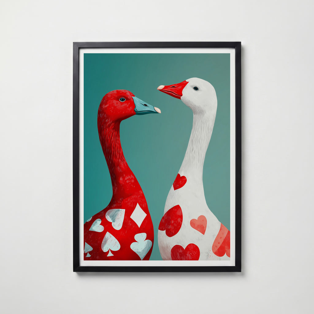 Heart & Spade Geese Poster – köp affisch till hemmet – Bozetto väggdekoration
