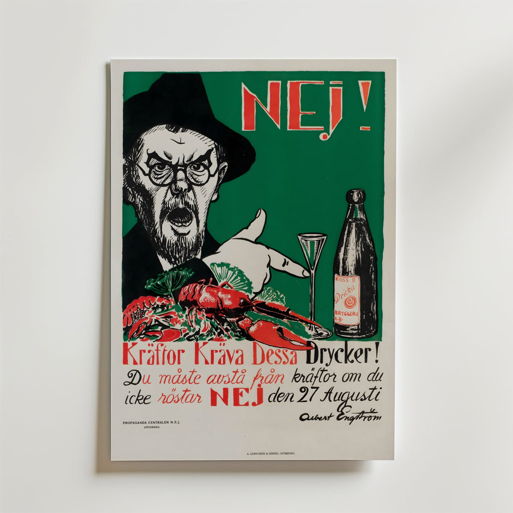 Albert Engström Kräftor Kräva Dessa Drycker Poster