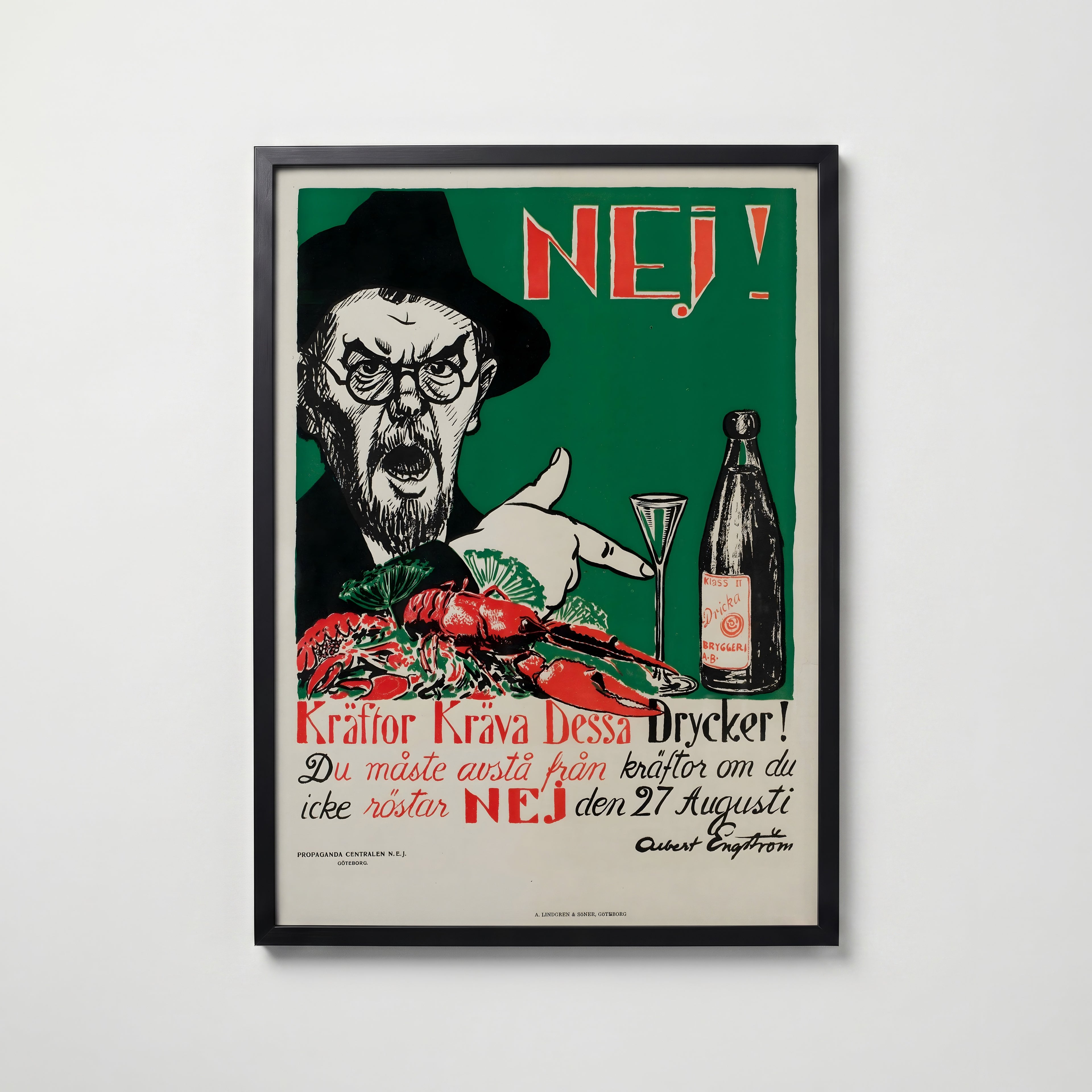 Albert Engström Kräftor Kräva Dessa Drycker Poster