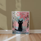 Cat in Apple Orchard poster i vit ram i hemmiljo