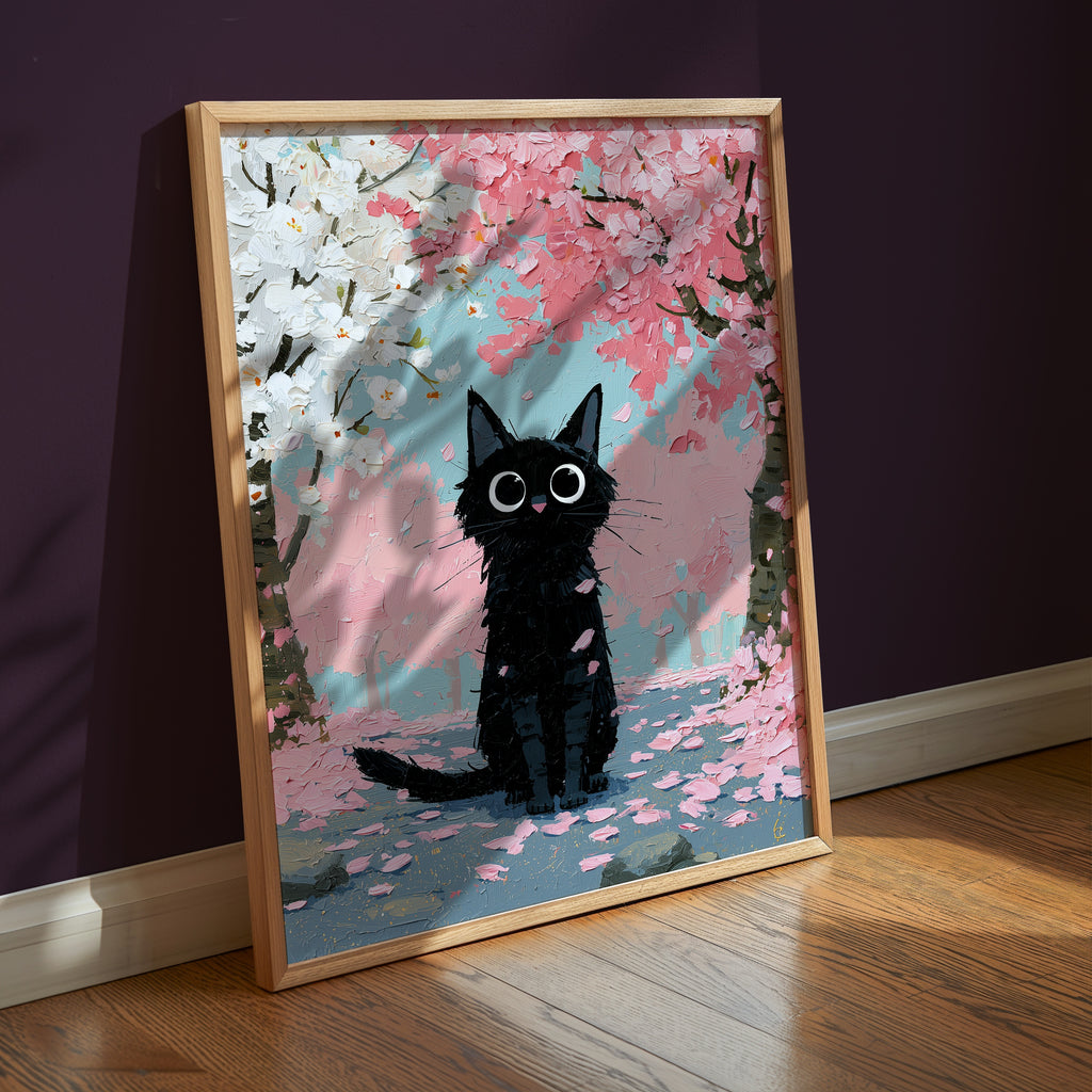 Cat in Apple Orchard poster i ram i modernt rum