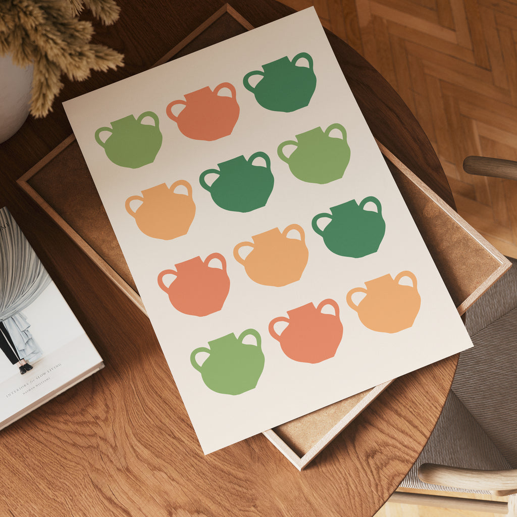 Retro Tea Cup Grid Poster