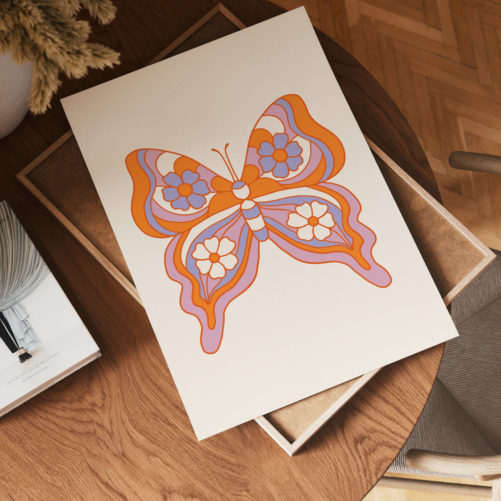 Orange Butterfly Symmetry Poster