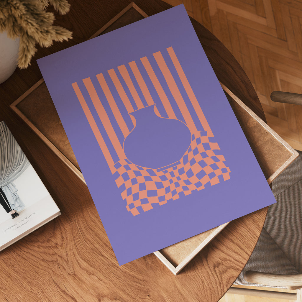 Striped Vase Illusion Poster