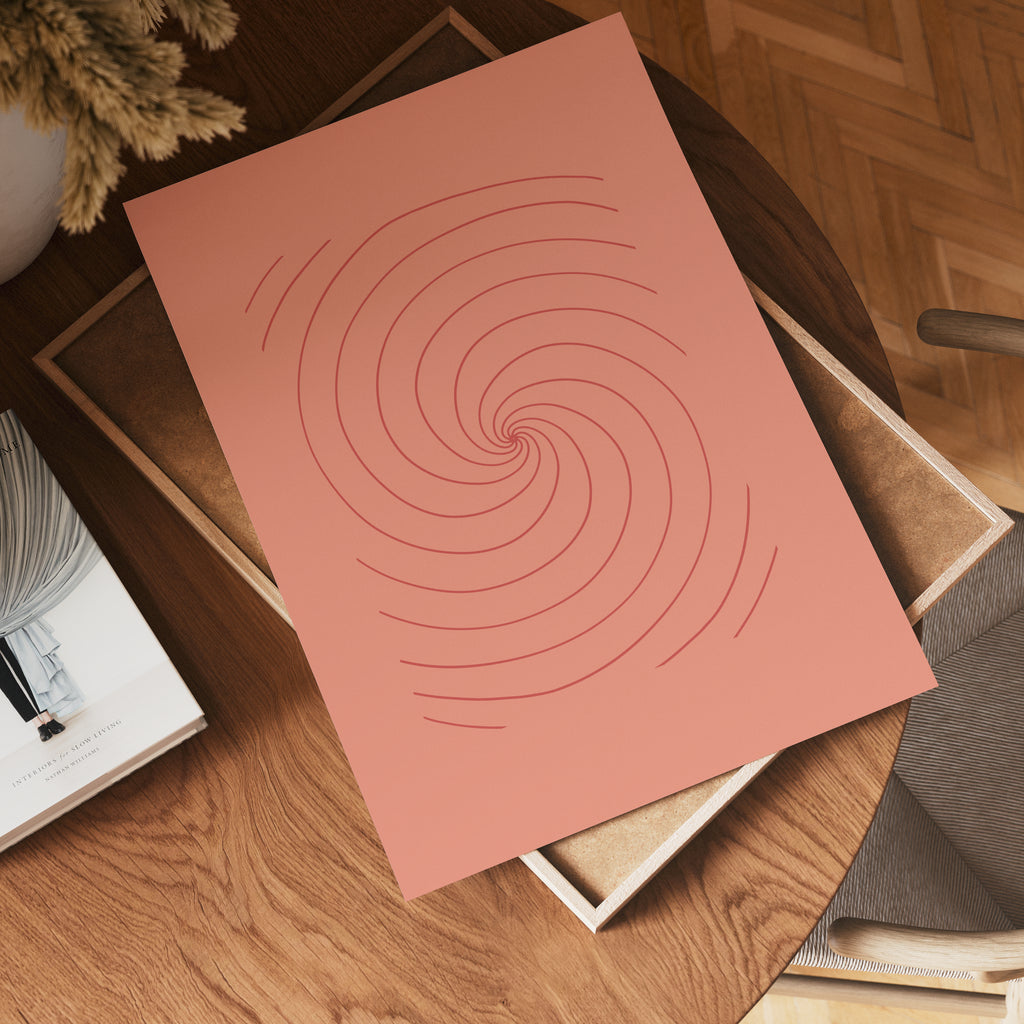 Terracotta Spiral Flow Poster