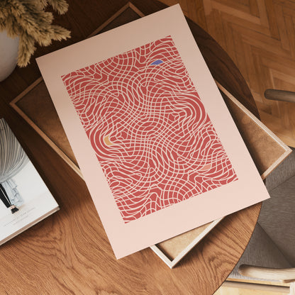 Red Hypnotic Waves Poster