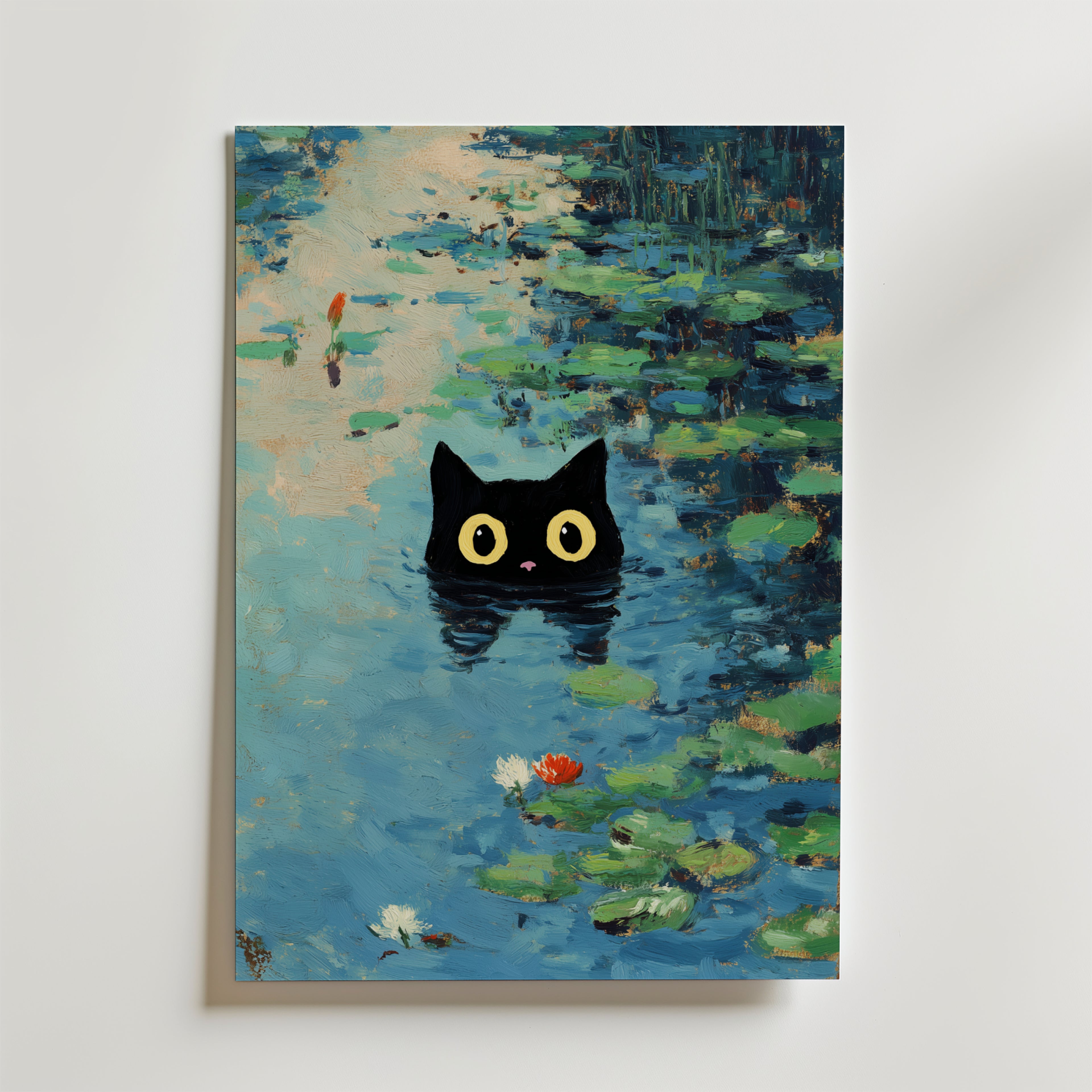 Waterlily Cat Poster
