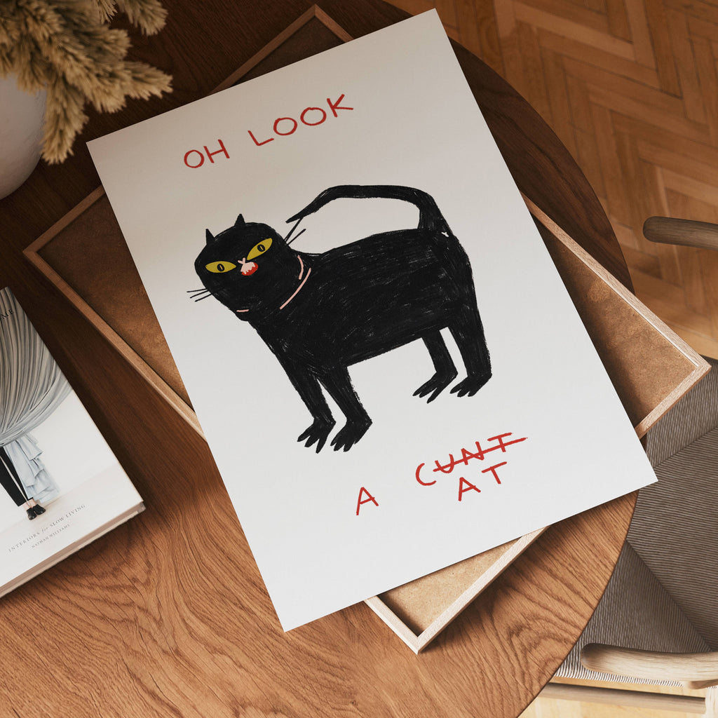 Oh Look Cat Poster – poster väggdekoration