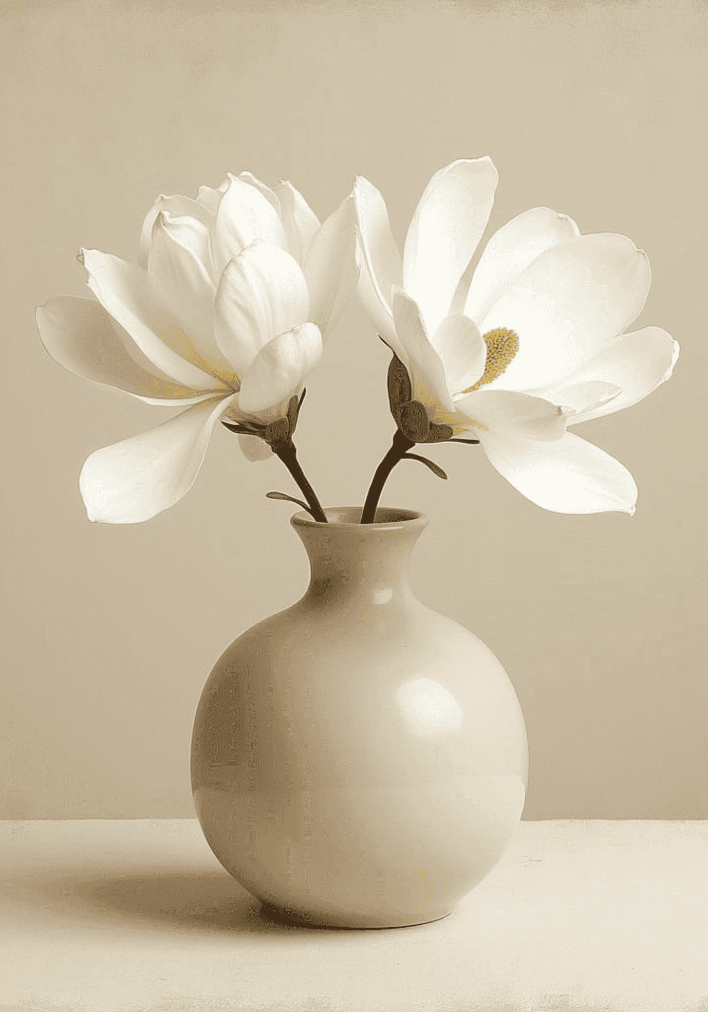 Elegant Ceramic Vase White Magnolia Poster